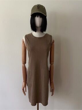 ⁠NWT Fashion Nova Julia Tank Mini Dress Acid Wash Khaki Mocha Ribbed Plus 2X⁠